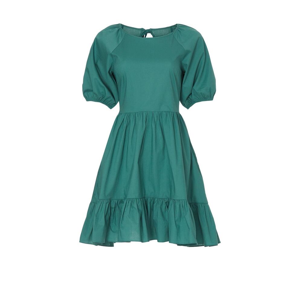 Peter Som Collective Green Puff Sleeve Tiered Tie Back Mini Dress Size 6 - Picture 3 of 15